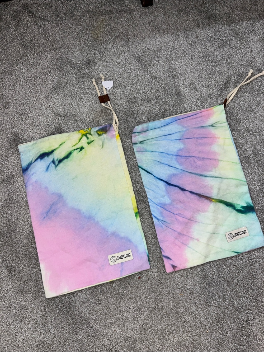 Two (2) Beach Sand Cloud carry small bag tie dye tiedye